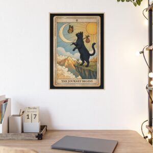 Cat Tarot Card -  'The Journey Begins' | Stylish Framed Poster