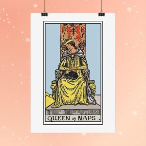 Queen of Naps Tarot Poster — Vintage Tarot-Inspired Wall Art for Relaxation & Self-Care