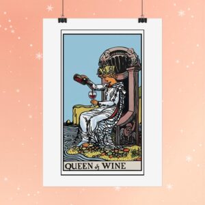 Queen of Wine Tarot Poster — Vintage Tarot-Inspired Wall Art