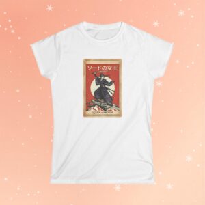 Queen of Swords Tarot Card Tee — Vintage Japanese Samurai Tarot Shirt